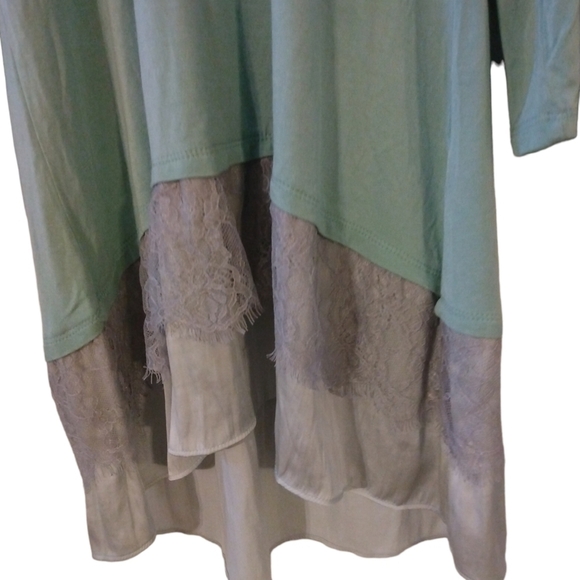 Lace Layered Bottom Tunic Laurie Goldstein Mint Lightweight Soft Romantic S - Picture 3 of 9